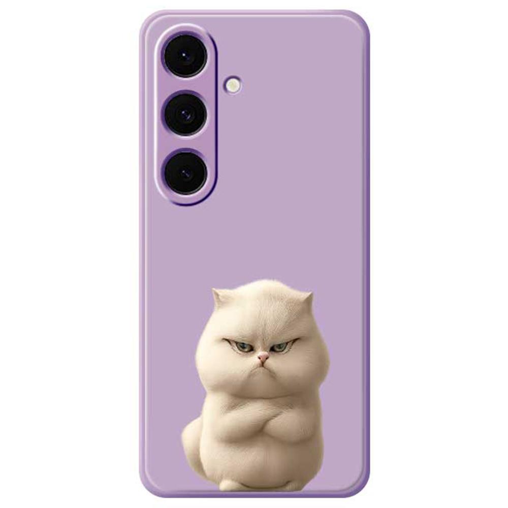 For Samsung Galaxy S24 FE Case Angry Cat Pattern Printing Straight Edge TPU Phone Back Cover