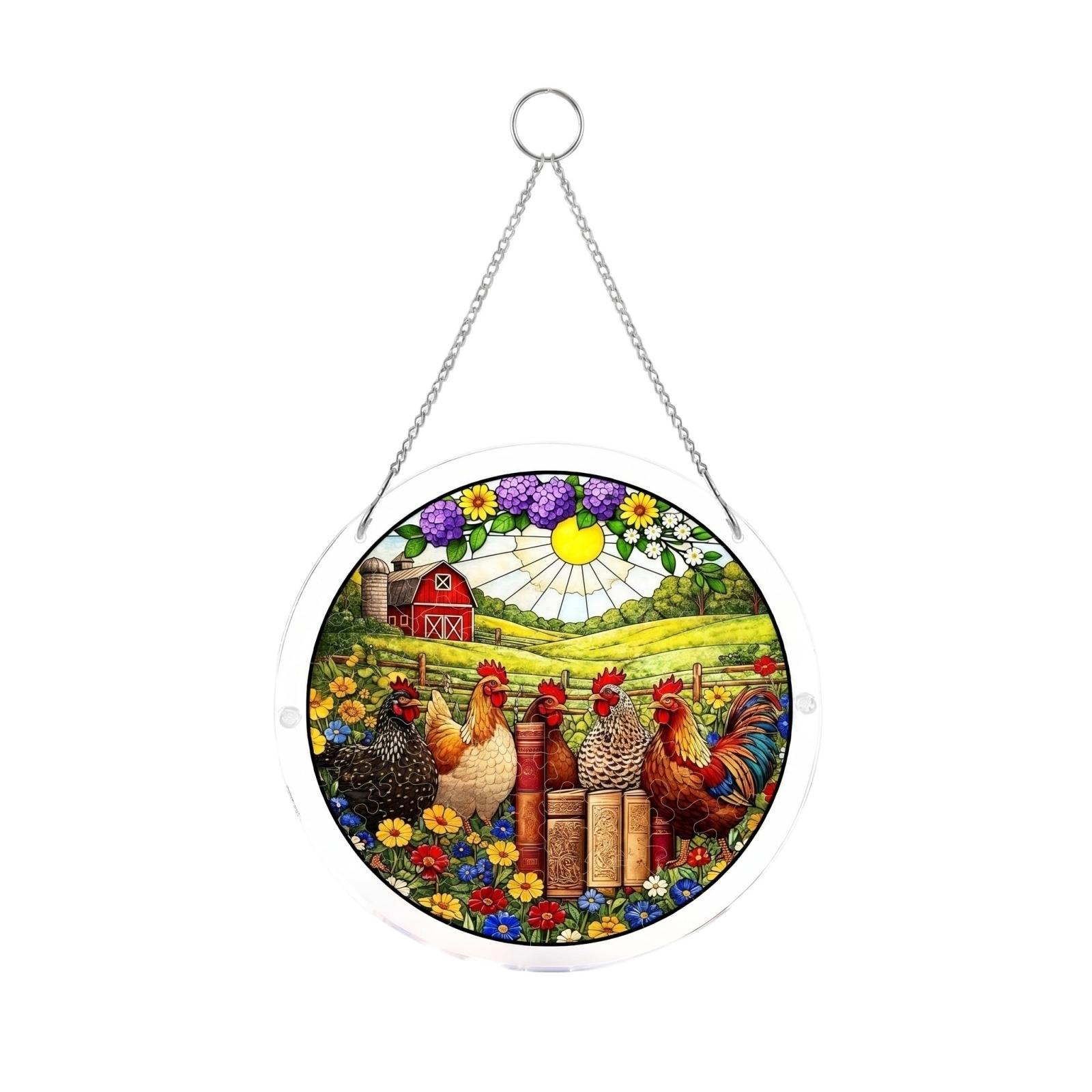 

2D Acrylic Puzzle Toy Sun Catcher Window Ornament Three Layers Single Layer 2mm Thickness Farm Animal Design Hanging Decoration One Size