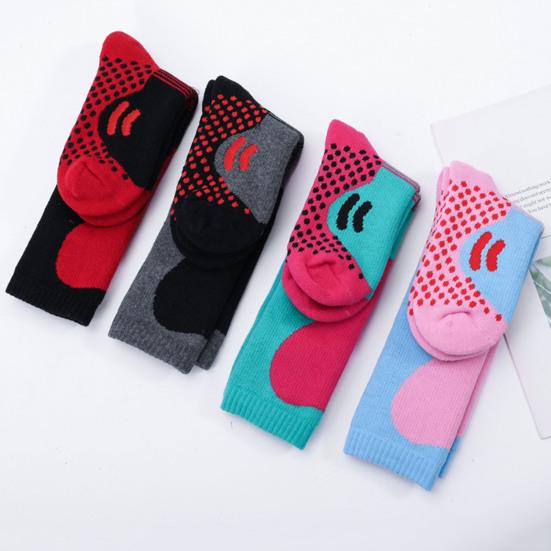 1 Pair Children Winter Ski Socks Long-Tube Thermal Thickened Cotton Socks Sweat Absorption Comfortable Outdoor for Boys Girls Winter