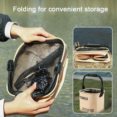 8L/13L Multifunction Folding Fishing Bucket With Ergonomic Handle Bucket Waterproof Outdoor Camping Bucket Fishing Accessories