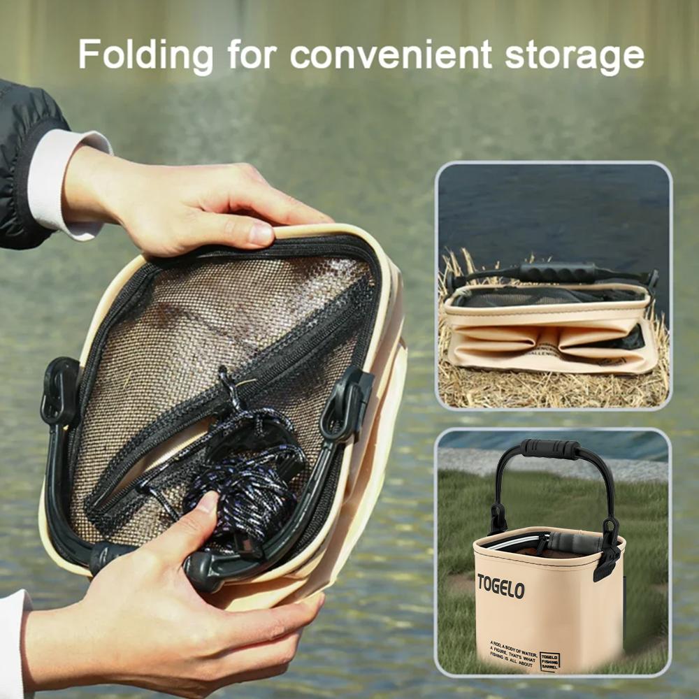 8L/13L Collapsible Bucket, Portable Waterproof Fishing Camping Bucket, Foldable Pail with Ergonomic Handle Outdoor Gear Tool