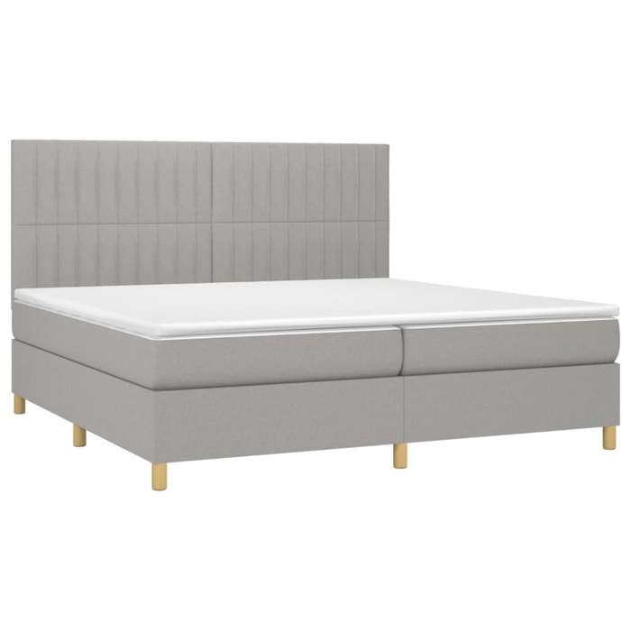 VidaXL Sommier à Lattes de Lit avec Matelas et LED, Lit Rembourré avec Tête de Lit, Lit Double, Lit Adulte de Chambre, 3135621