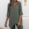 Camicia in Cotone e Lino Stile Bohémien Vestibilità Larga con Design Irregolare per Abbigliamento Casual Primaverile