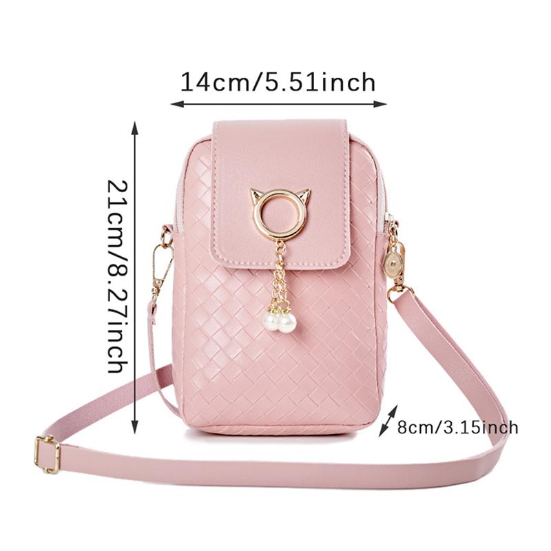 Frühling Sommer Mini Cross-Body Handy Umhängetasche Gewebt Perlenquaste Abdeckung-Stil Damen Tasche Schulter Diagonaltasche