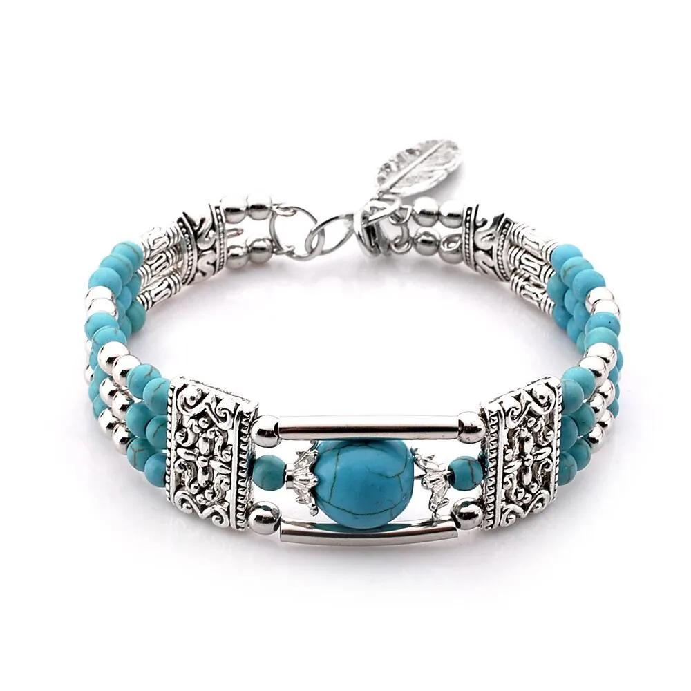 Turquoise Beaded Bracelet Bohemian Style Ethnic Style Bracelet for Women