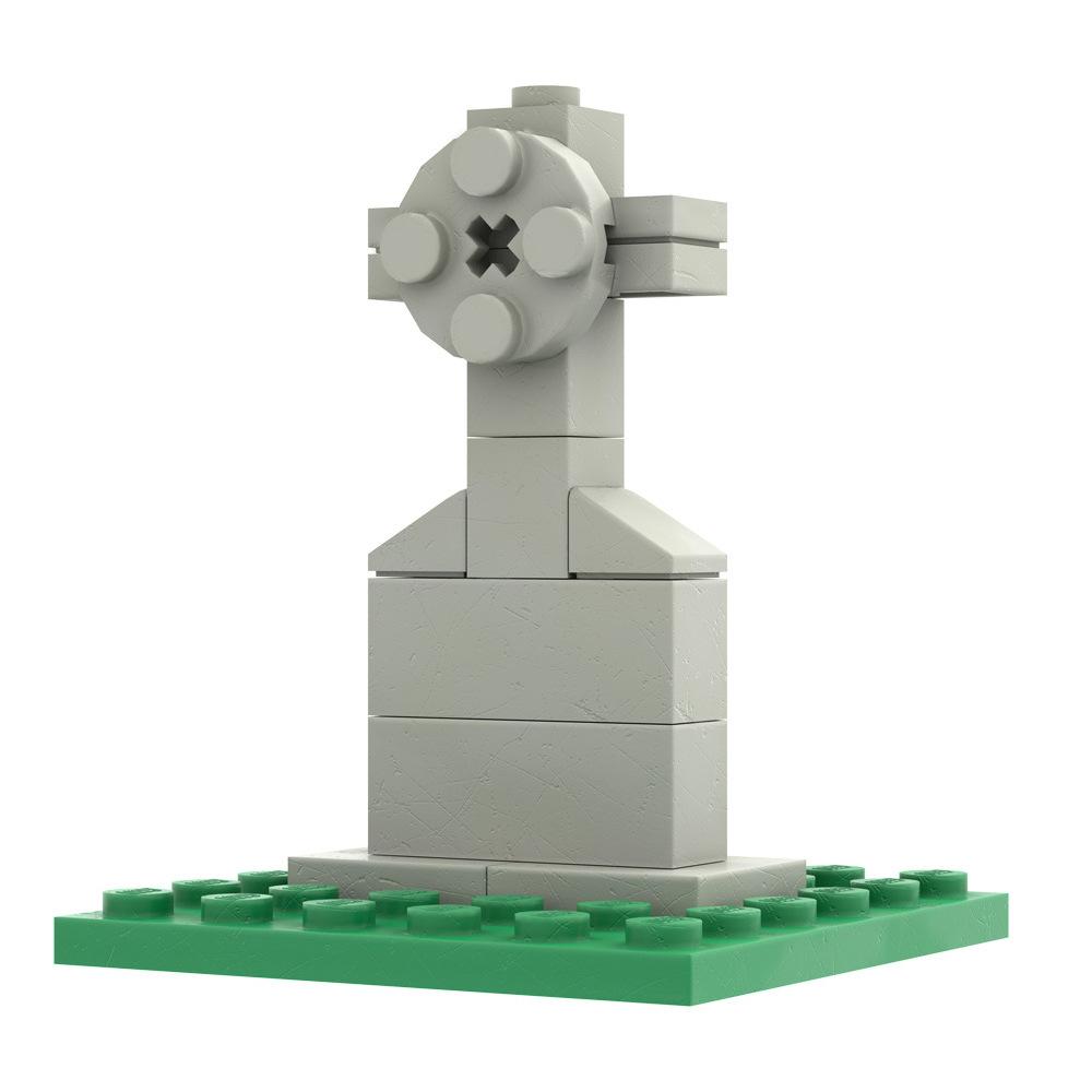 Small Particles Halloween Cemetery Pumpkin Splicing Assembly Fence Haunted House Scene Building Block Diy