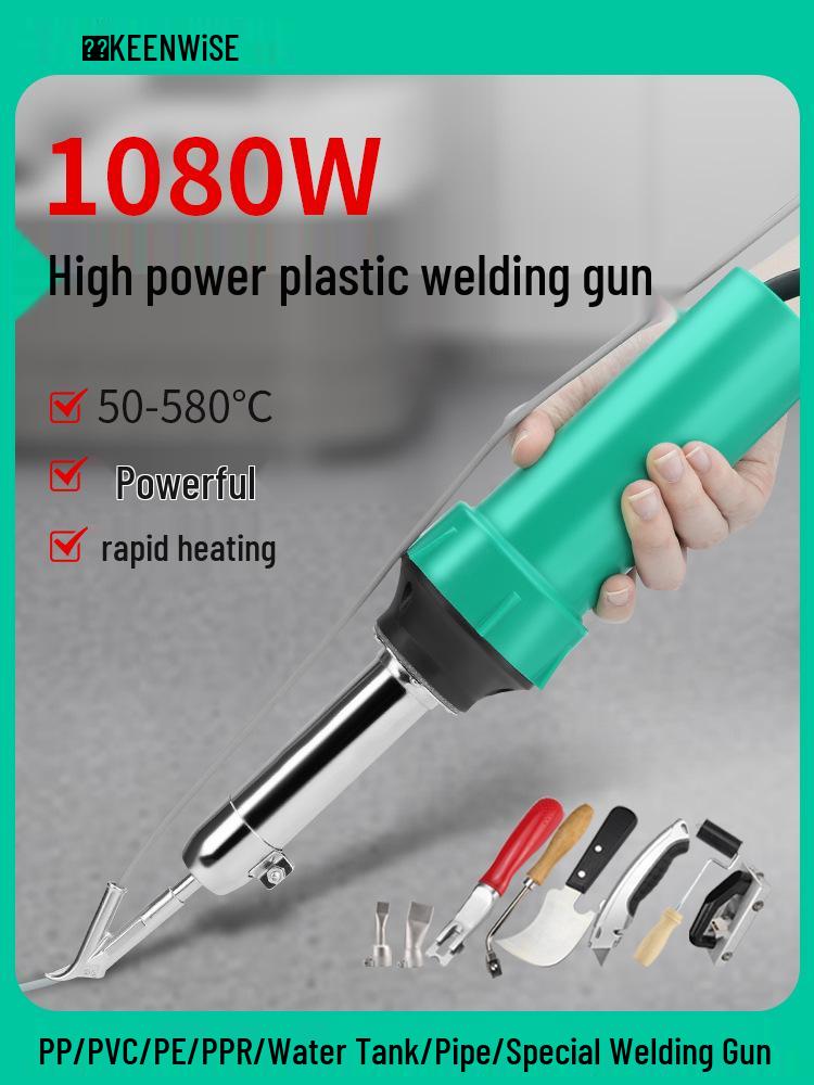 

Qingwei High-Power PVC Hot Air Plastic Welding Gun for Floors, Sheets, Pipes, and Bumpers 1080W Welding Gun Standard [with 3 Accessories]