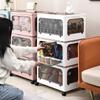Foldable Storage Box Closet Organizer Stackable Sundries Organizer with Wheels Home Storage Large Capacity Books Snack Toy Bin