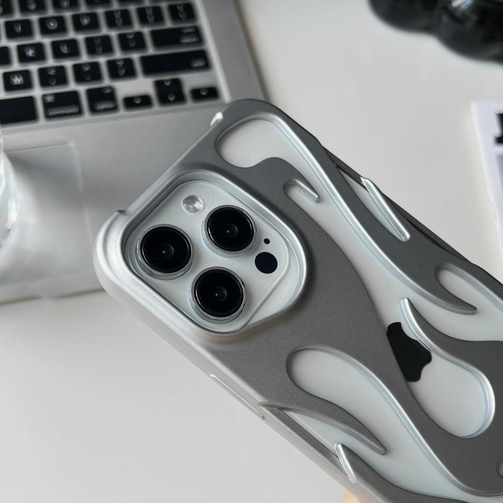 Neue 3D-Flammenmuster-Handyhülle für iPhone 16 15 13 12 11 14 ProMax Plus Modische Hohl-Schlank Stoßfeste Schutzhülle Weiches Cover