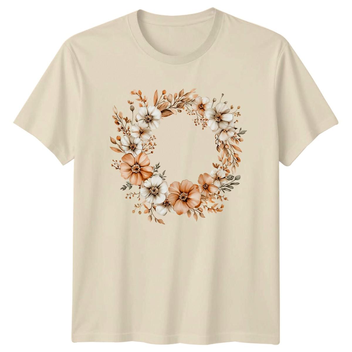 Elegant Watercolor Autumn Floral T-Shirt Watercolor Floral Botanical L