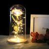 The  Gold-plated Red Rose with LED Light In Glass Dome for Wedding Party Mother's Day Gift