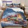 Train Pattern Bedding Quilt Set Quilt Cover Pillowcase Home Decoration Birthday Gift (1 * duvet cover + 2 * pillowcase, without core)