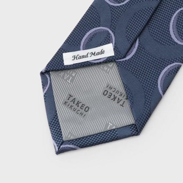 [TAKEO KIKUCHI] Auspicious Necktie PNJ Tomoe Pattern Geometric Necktie Navy (594) 00
