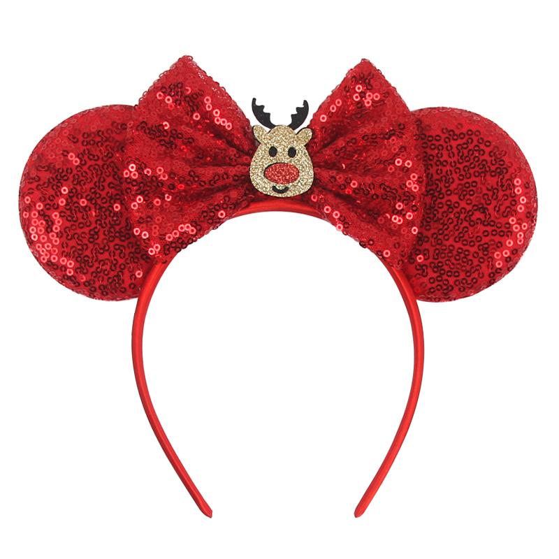 Neues Weihnachts-Mausohren-Stirnband für Mädchen Einheitsgröße Pailletten Schleife Haarband Festival Party DIY Haarschmuck Boutique