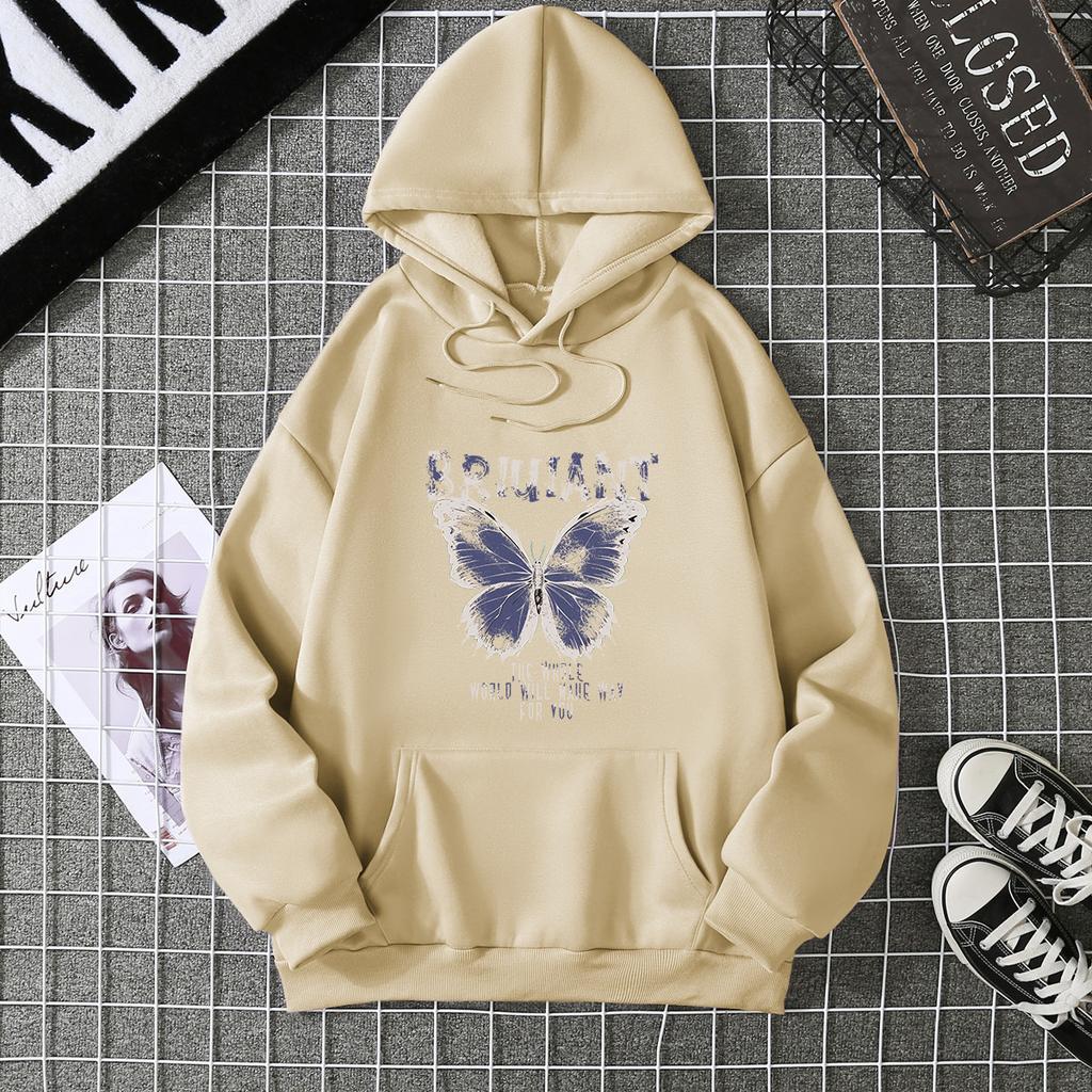 2025 Real Shot Autumn and Winter Velvet Hooded Sweater Women's Loose Butterfly Top Women's Coat