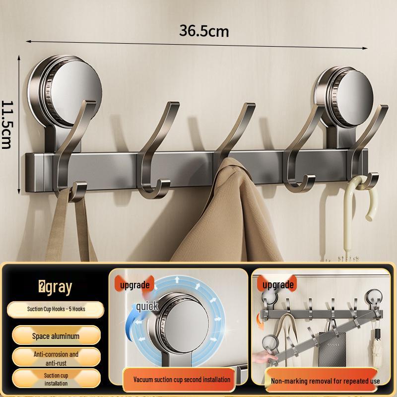 Strong Adhesive No-Drill Suction Cup Door Hook for Clothes and Storage