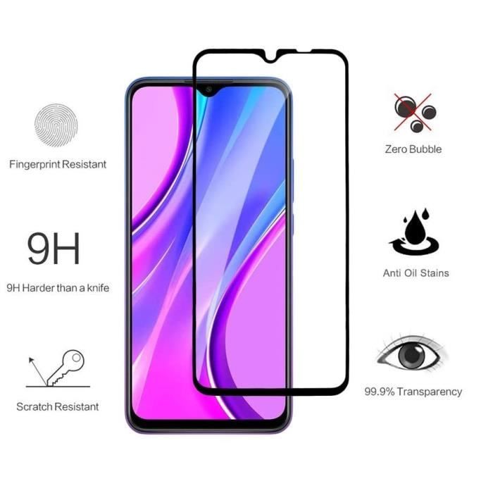 Verre Trempé - Phonillico® - Xiaomi REDMI 9/9A/9C NFC - Pack de 2 - Transparent - Bord Noir