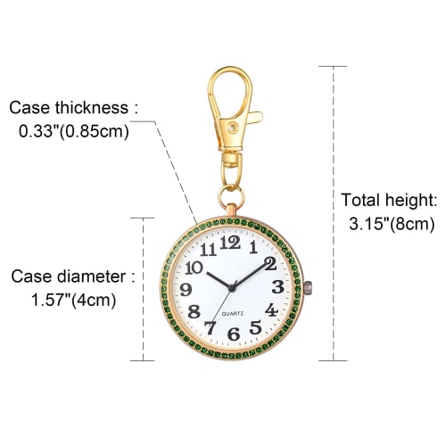 Lancardo Carabiner Watch, Nurse Watch, Pocket Watch, Keychain, Analog, Diamond, Trunk, Easy To Read, Perfect for Everyday Use, Mountain Climbing, Comm