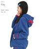 SAZAC Hello Kitty Fleece Long Warm Top Half-Zip Hoodie, Women's, Sleeve, (Navy/L/SAN1858)