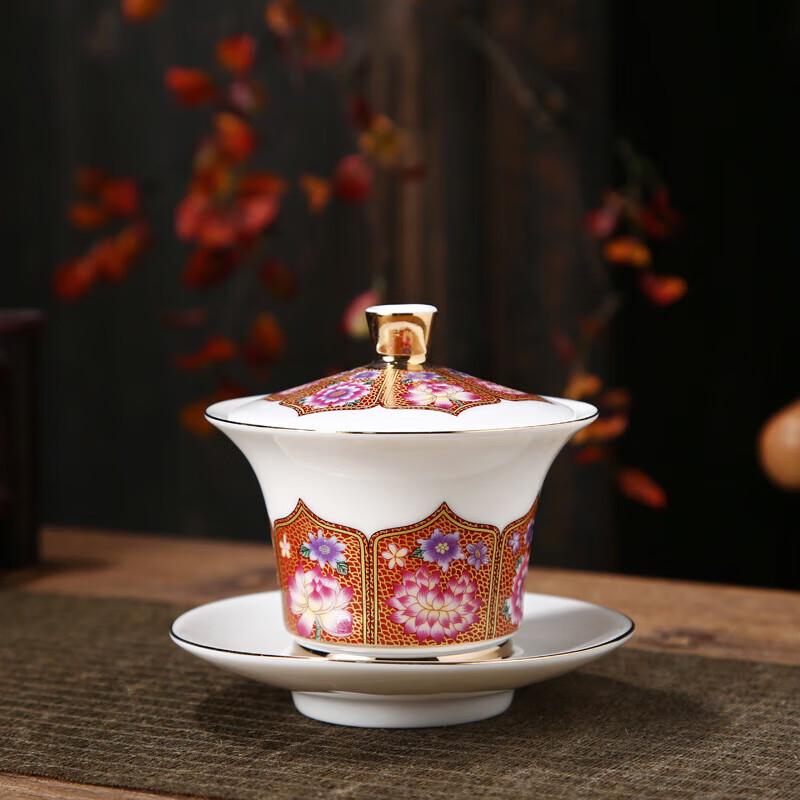 Chaxun Cloisonné Enamel Porcelain Gaiwan Teacup