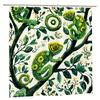 Green Chameleon Shower Curtain - White Background Foliage Pattern Durable Polyester Hand Wash Summer Home & Bathroom Decor