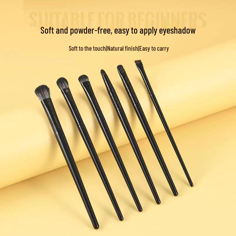 6-Piece Soft Hair Eye Makeup Brush Set: Eyeshadow, Under-Eye, Eyeliner, Detail