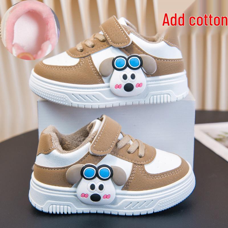 Kids' Low-Top Skate Shoes: Cotton-Padded, Fleece-Lined, Cartoon Design for Toddlers & Young Children