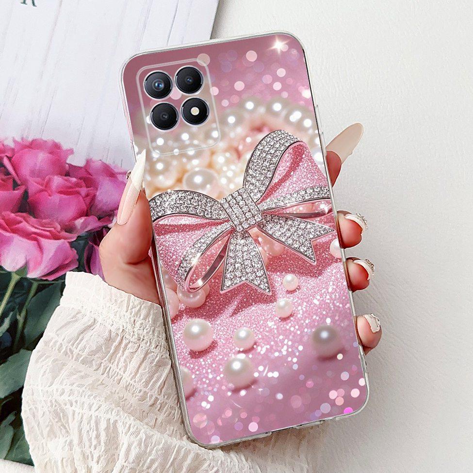 Clear Cover For Realme 8i Case RMX3151 Luxury Butterfly Love Flowers Cool Painted Phone Case For Realme Narzo 50 RMX3286 Cover