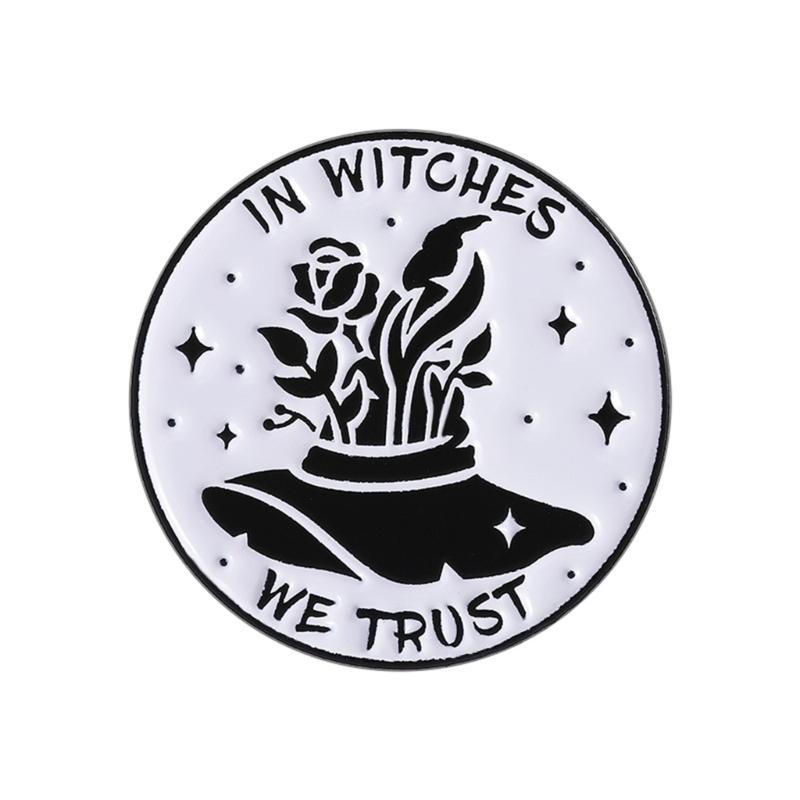Moon Phase Witch Brooch Enamel Goth Pin Black Cats Designs Punk Jewelry For Halloween Accessories Gift