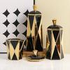 Geometric diamond shaped ceramic jar Black vase Jewelry storage jar Creative interior decorations Home decoration crafts