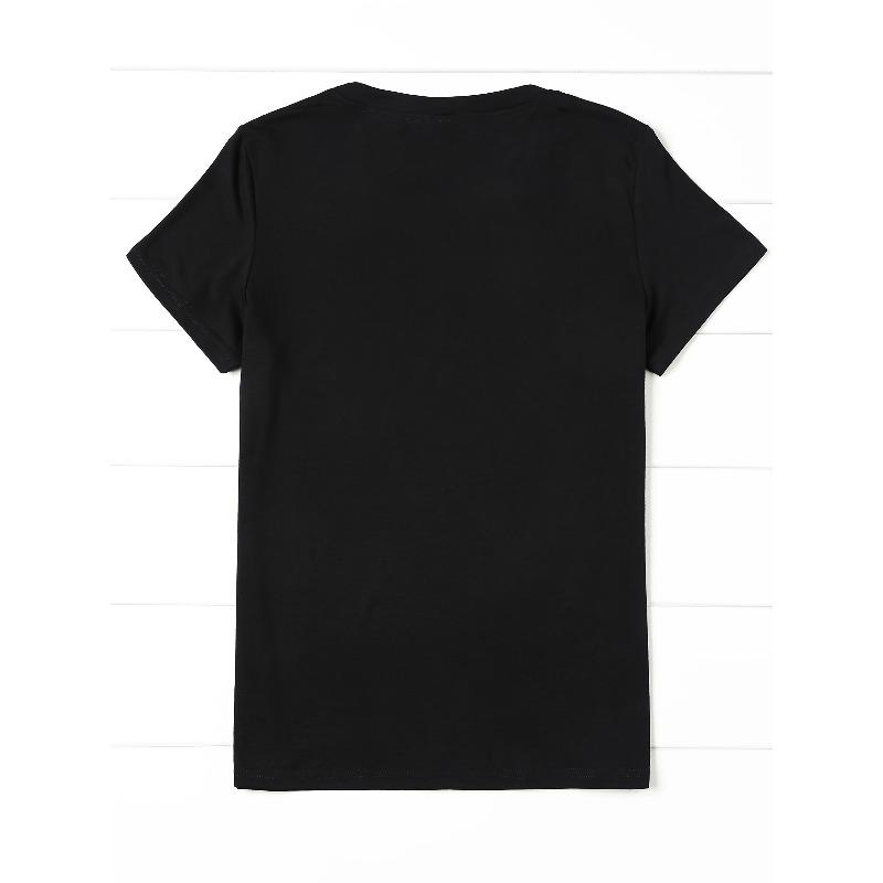 Graphic Letter Printed Women'S Summer Fitted Round Neck T-Shirt