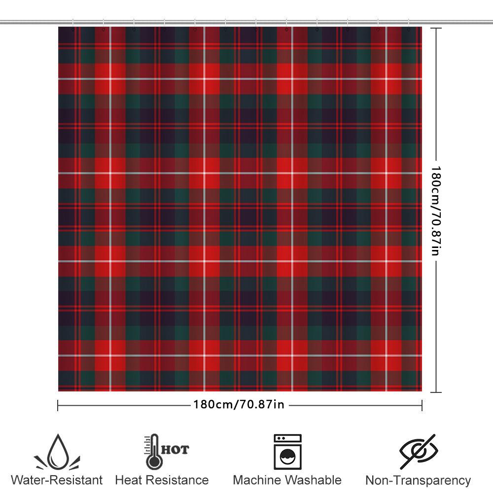 Plaid Bath Curtains Shower Curtain Modern Red Green Decorative Waterproof Fabric Bathtub Liner For Home Decoration