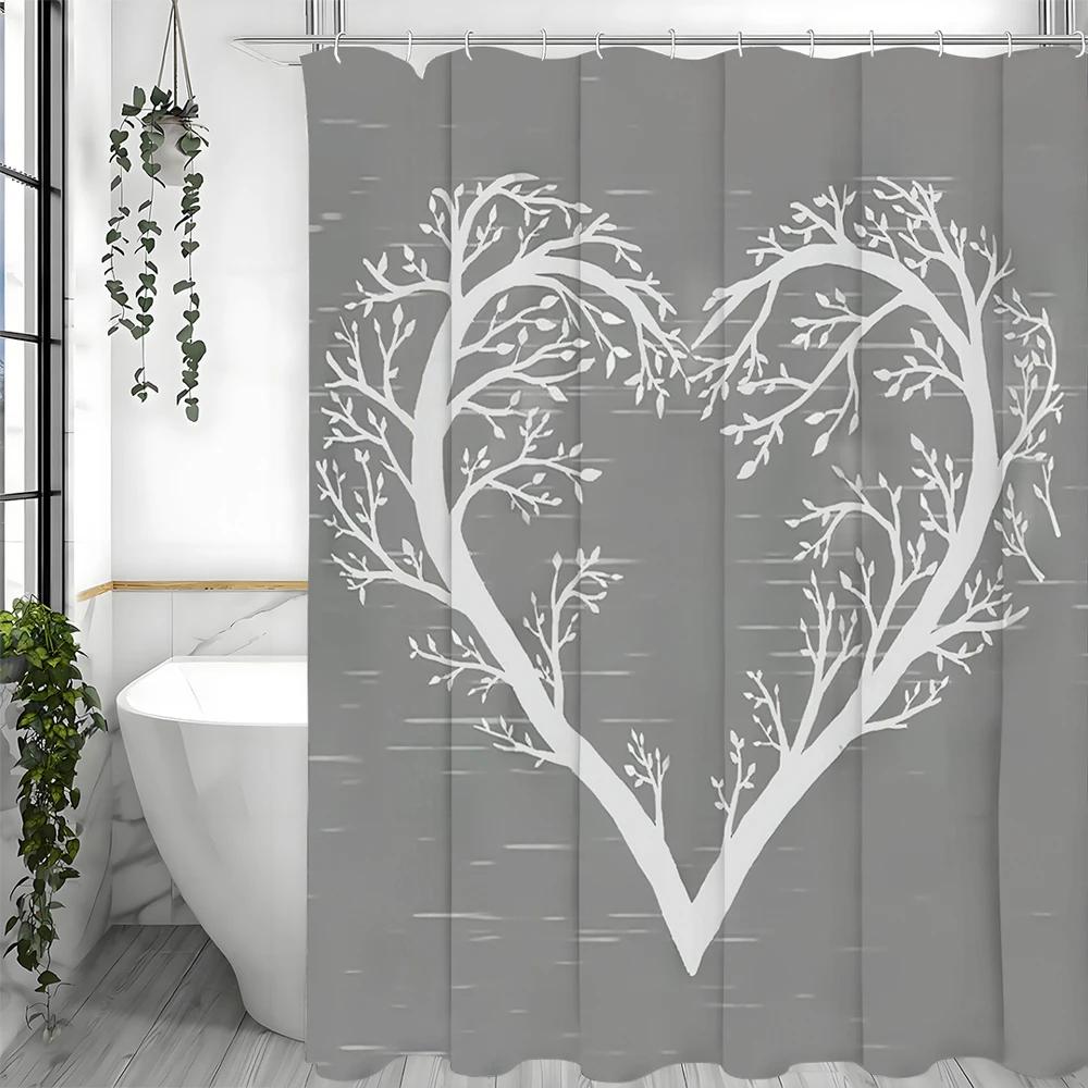 Love Tree Shower Curtain, Bathroom Decoration Shower Curtain, Waterproof Shower Curtain with Hooks