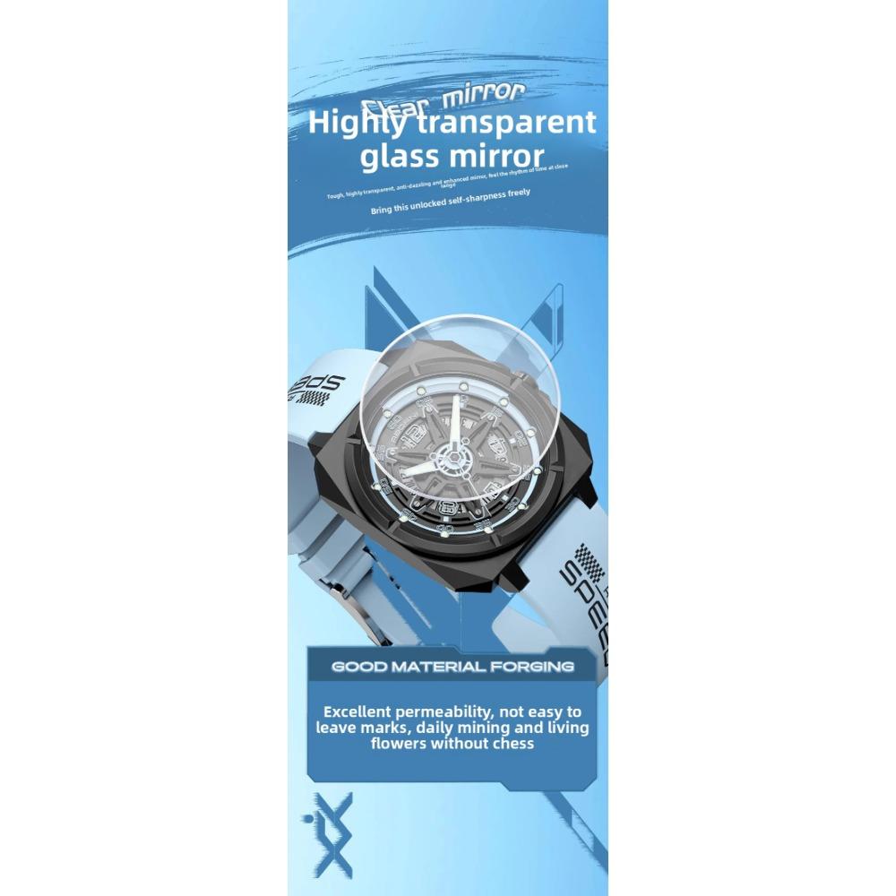 ABORNI 5006 Orologio Sportivo da Uomo Stile Meccanico Calendario Quarzo Cinturino in Silicone Quadrato Serie Yonghui Star Track Orologio per Uomo