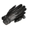 All-finger sheepskin gloves, leather and fleece thickened to keep warm, autumn and winter fleece touch screen men's cycling driving gloves