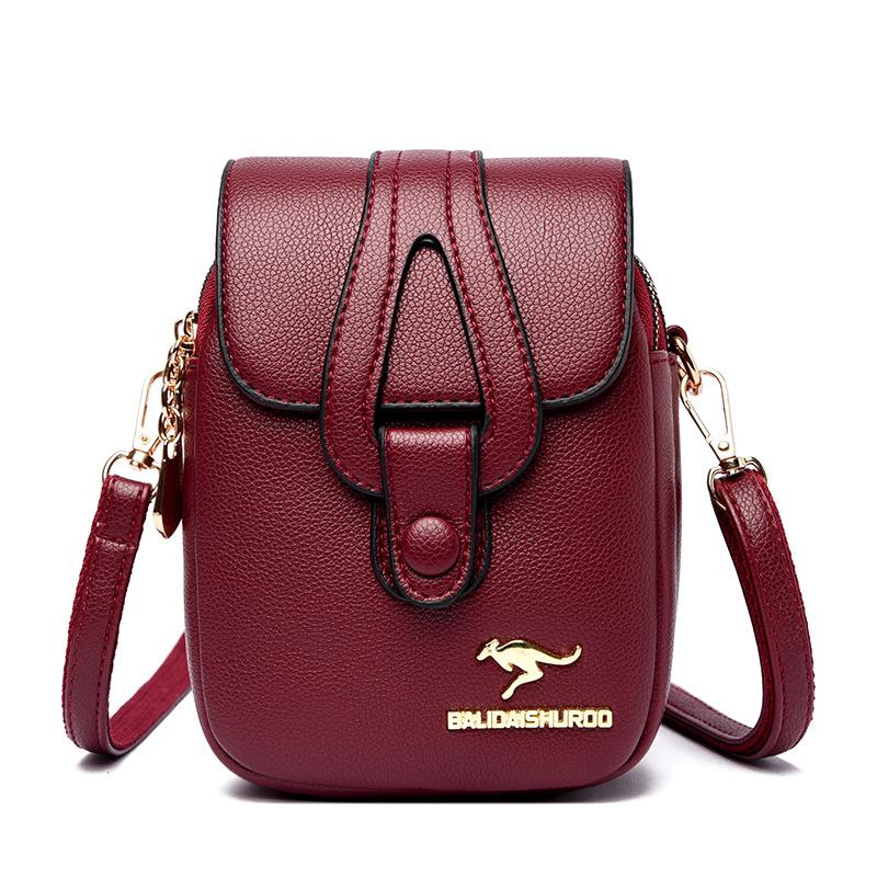 New women's messenger bag, soft leather texture shoulder satchel, mobile phone bag, small square bag, key bag, mother bag.