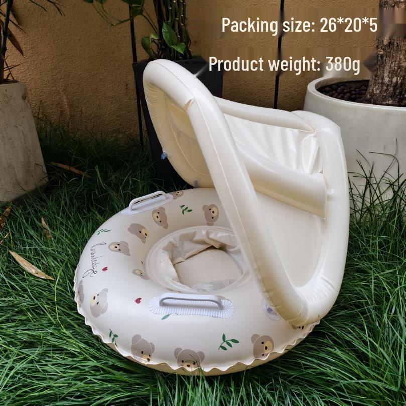Large Toddler Boat-Themed Swimming Ring with Canopy & Steering Wheel