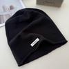 Pure Wool Pile Cap A Versatile Solid Color Knitted Cap for Women  A Warm and Ear Protecting Postpartum Cap