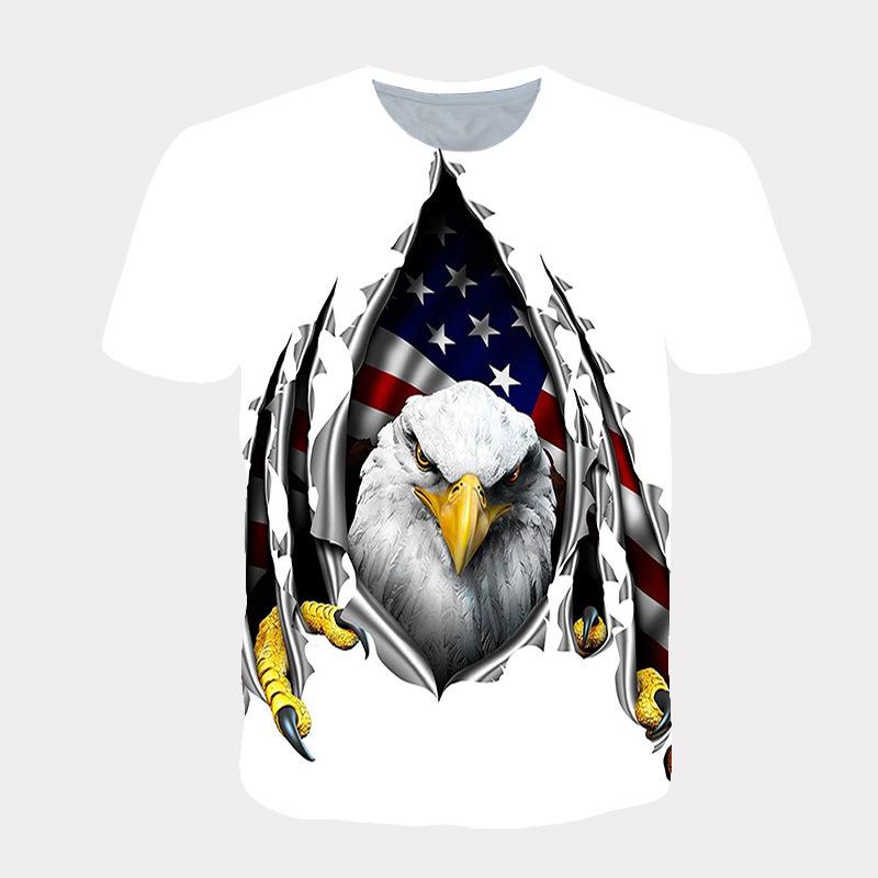 

Летняя Свободная Серия Животных Орел 3D Цифровая Печать Удобная Мягкая Повседневная Футболка с Коротким Рукавом и Круглым Вырезом 6XL белый