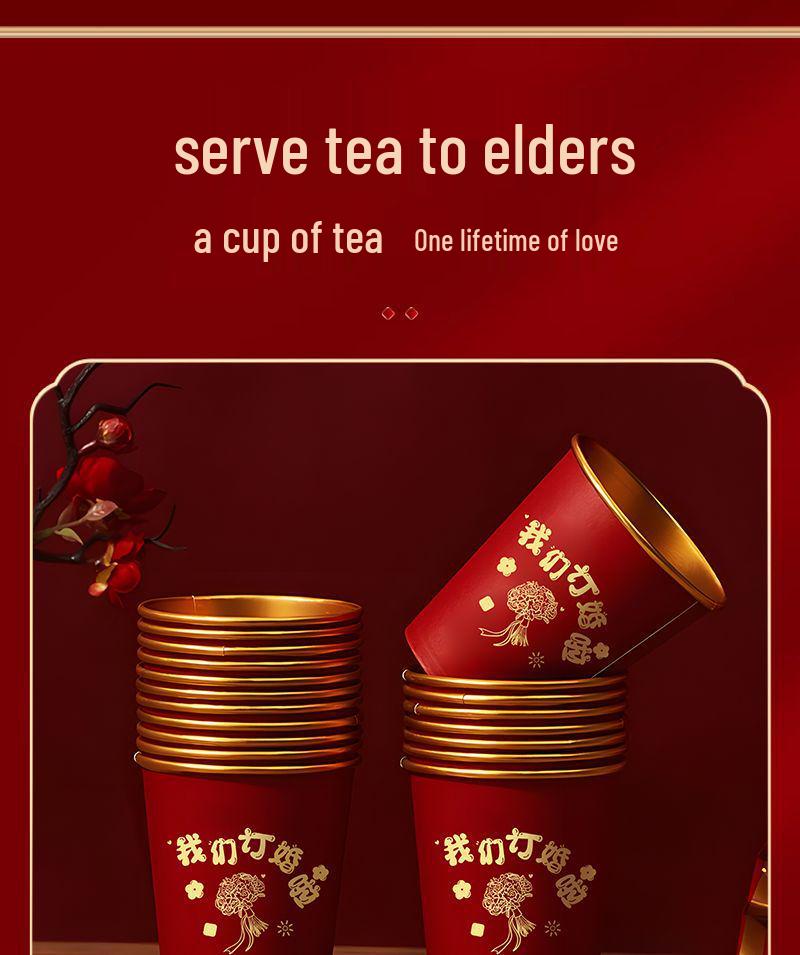 Gold Foil Thickened Paper Cups for Weddings and Engagements