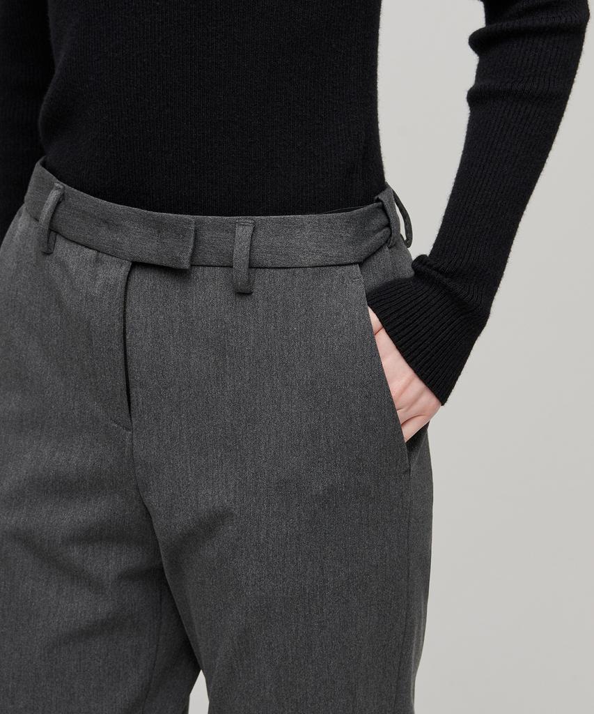 MUSINSA STANDARD WOMAN Women'S Heavyweight Fleece-Lined Slim Straight Hidden Elastic Waist Slacks [Medium Gray]