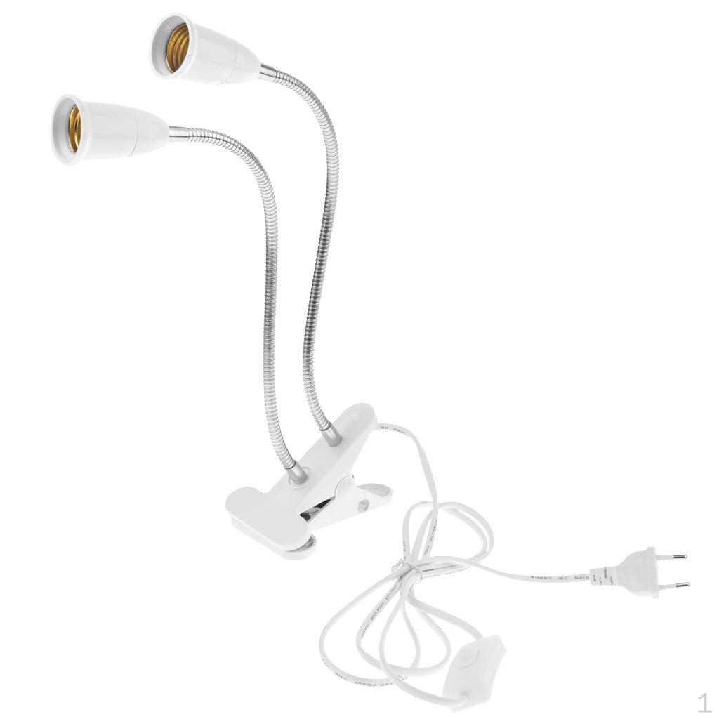 EU Plug E27 2-head Clip On Reading Light Base Desk Lamp Socket