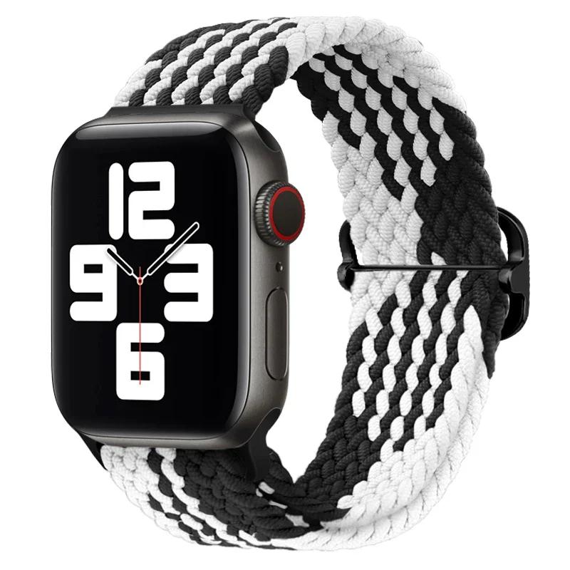 Geflochtener Solo Loop für Apple Watch 10 Band 42 mm 46 mm 45 mm 44 mm 40 mm 9 8 7 6 5 4 SE 2 Verstellbares elastisches iWatch Ultra Nylonband