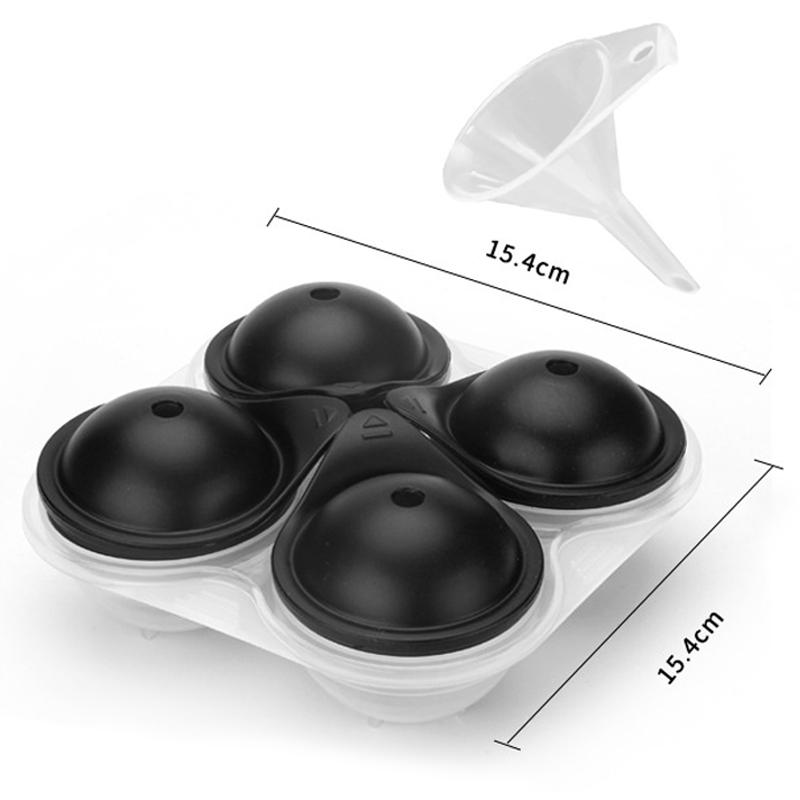 2Pcs Large Silicone Ice Cube Trays, 5cm Square & 6cm Sphere Ice Ball Maker, BPA Free, Easy Release, for Whiskey Cocktails, Black