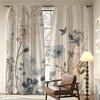 Floral Butterfly Leaf Pattern Curtains Polyester Fabric Suitable Bedroom Living Room Decoration Curtain For Made Of Machine Washable