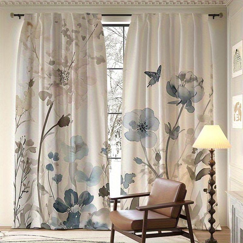 Floral Butterfly Leaf Pattern Curtains Polyester Fabric Suitable Bedroom Living Room Decoration Curtain For Made Of Machine Washable