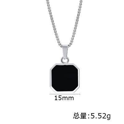 Stainless Steel Square Pendant Men, Sweater Stacked Necklace, Natural Tiger Eye Sweater Chain Nc-892