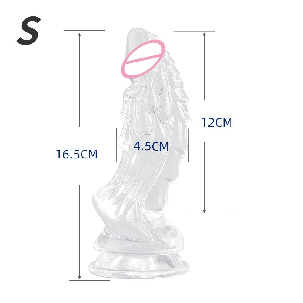 Dildo Monstro Dragão Transparente TPE Macio Plug Anal S/M/L Ventosa Brinquedos Sexuais Para Mulheres Homens Iniciante Pênis Grande Enorme Buttplug Adulto 18