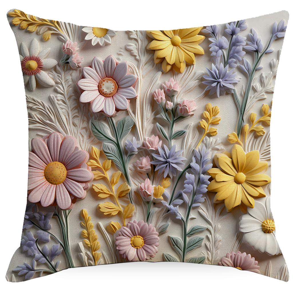New Retro Floral Pillowcase Creative Oil Painting Engraving Style Print Home Sofa Cushion Pillowcase