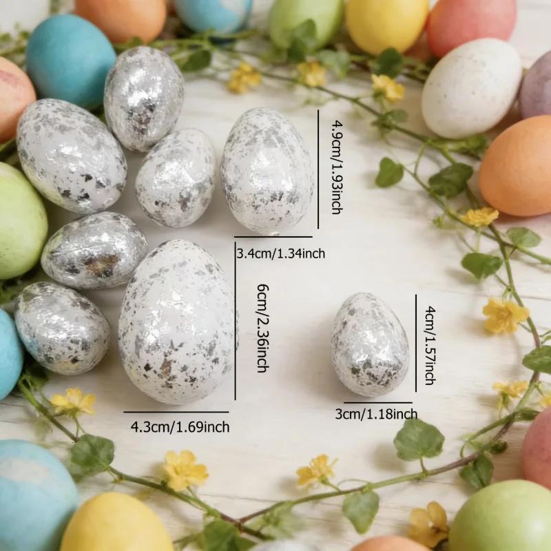 

2026 Latest Models 15-Piece Easter Party Supplies Set Silver Mixed 3 Sizes Plastic Eggs for Easter Party Decoration